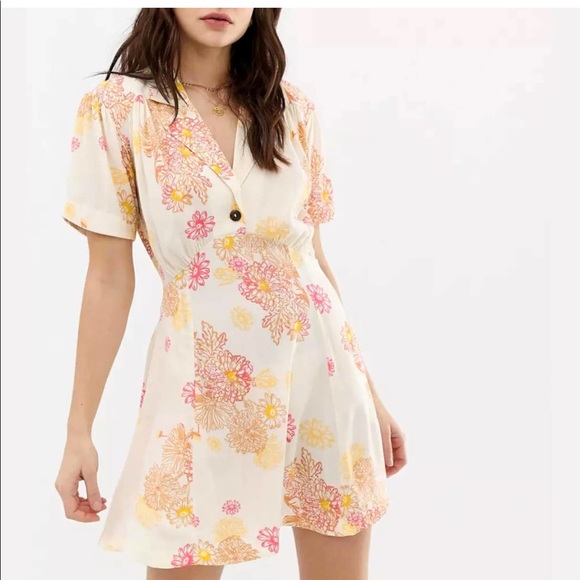 Free People Floral Blue Hawaii Mini Dress